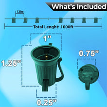 Load image into Gallery viewer, MIK Solutions 1000 Ft C9 Christmas Light Spool with E17 Socket Stringer – Green Wire, 12" Spacing, SPT-1, Professional-Grade Bulk Reel for Custom Outdoor Displays