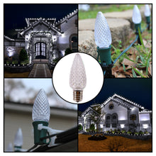 Load image into Gallery viewer, C9 LED Christmas Light Bulbs (Pack of 25) – Cool White, Energy-Efficient, Shatterproof, Commercial-Grade E17 Socket for Rooflines & Outdoor Displays