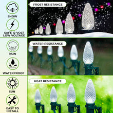 Load image into Gallery viewer, C9 LED Christmas Light Bulbs (Pack of 25) – Cool White, Energy-Efficient, Shatterproof, Commercial-Grade E17 Socket for Rooflines & Outdoor Displays