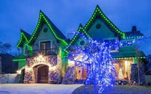 Load image into Gallery viewer, C9 Green LED Christmas Light Bulbs (Pack of 25) – Energy-Efficient, Shatterproof, Commercial-Grade E17 Socket for Rooflines & Outdoor Displays