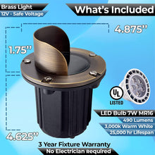 Load image into Gallery viewer, LED Spot Lights Outdoor Landscape Lighting Well Lights 174 - Solid Brass In Ground Light with 7W LED Bulb Security Landscape Lights for Bright Long Lasting Home Garden Patio Pool Area Deck Lighting