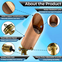 Load image into Gallery viewer, Brass Spot Lights Outdoor LED Landscape Lights – 109 Professional Grade Copper 12V Low Voltage Landscape Lighting with Bulbs 7W; IP 65 Waterproof Metal Up Light for House Pathway Trees Flag Plants