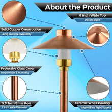 Load image into Gallery viewer, MIK Solutions LED Pathway 126 Landscape Light 12V Solid Copper Low Voltage 4W G4 LED Light Bulb Warm White Included Outdoor Mushroom Security Garden Patio Area Light for Beautiful Bright Long Lasting