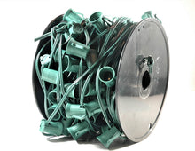 Load image into Gallery viewer, 100ft C9 Christmas Spool Green Wire with Socket Stringer Bulk Reel, 12" Spacing, Intermediate Base (C9/E17), SPT-1