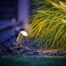 Load image into Gallery viewer, LED Spot Light 101 7W LED Landscape Light Water Resistant Brass Metal Spotlight Warm White Garden Lighting for Walls Trees Flags Security Outdoor Home Area with Spike Ground Stake and Bulb