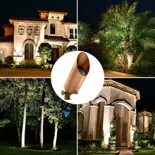 Load image into Gallery viewer, Brass Spot Lights Outdoor LED Landscape Lights – 109 Professional Grade Copper 12V Low Voltage Landscape Lighting with Bulbs 7W; IP 65 Waterproof Metal Up Light for House Pathway Trees Flag Plants
