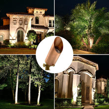 Load image into Gallery viewer, Brass Spot Lights Outdoor LED Landscape Lights – 109 Professional Grade Copper 12V Low Voltage Landscape Lighting with Bulbs 7W; IP 65 Waterproof Metal Up Light for House Pathway Trees Flag Plants