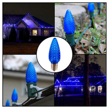 Load image into Gallery viewer, C9 Blue LED Christmas Light Bulbs (Pack of 25) – Energy-Efficient, Shatterproof, Commercial-Grade E17 Socket for Rooflines &amp; Outdoor Displays
