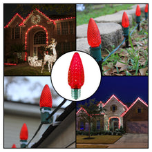 Load image into Gallery viewer, C9 Red LED Christmas Light Bulbs (Pack of 25) – Energy-Efficient, Shatterproof, Commercial-Grade E17 Socket for Rooflines &amp; Outdoor Displays
