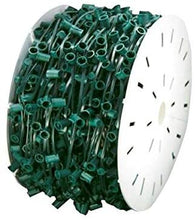 Load image into Gallery viewer, 1000&#39; Feet C9 Christmas Spool Green Wire with Socket Stringer Bulk Reel, 12&quot; Spacing, Intermediate Base (C9/E17), SPT-1 (1000, 1000Ft)
