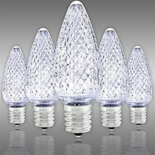 Load image into Gallery viewer, C9 LED Bulb (Pack of 25) Cool White Replacement Christmas Light Bulbs Faceted Retrofit Candle Shape Commercial Grade E17 Socket Roof Lights Bulbs
